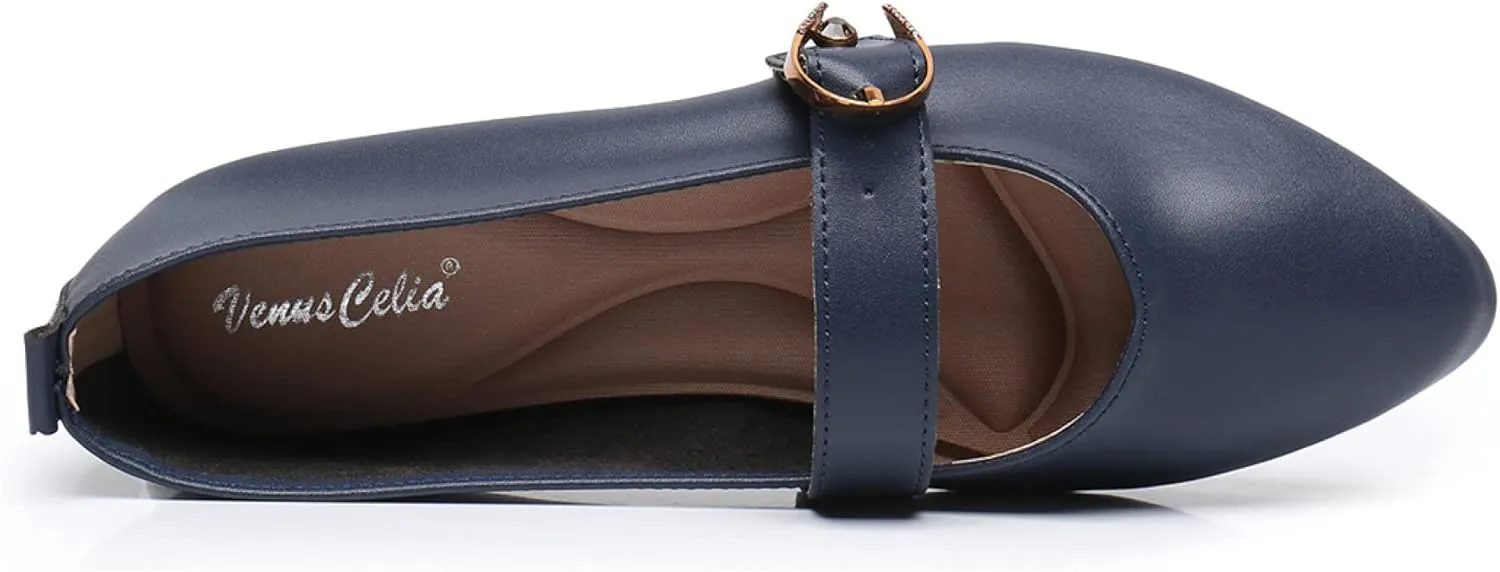 VenusCelia Women's Mary Jane Flat Shoe