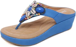 Vintage Ethnic Style Women's Sandals Bohemian Beach Casual Thick-soled Slippers Beaded Lightweight Slippers