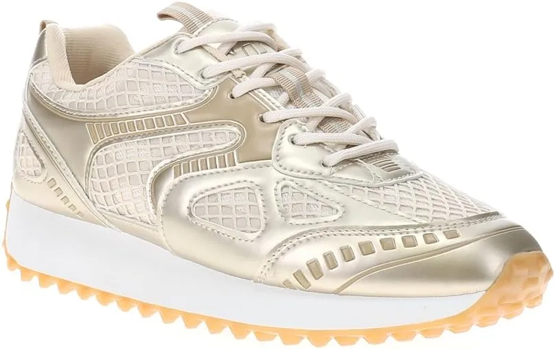 Vintage Havana Womens Apollo Metallic Lace Up Sneakers Shoes Casual - Gold