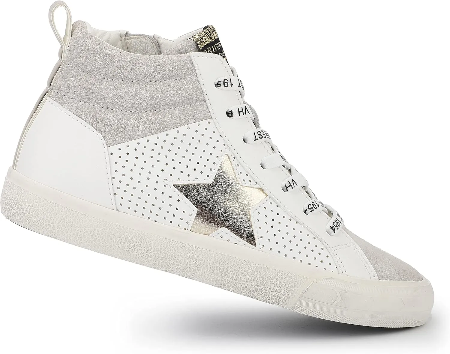 Vintage Havana Womens Lester Perforated High Slip On Sneakers Shoes Casual - Grey