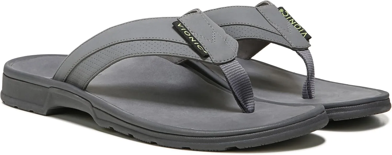 Vionic Men's Wander Wyatt Flip Flop Sandals- Supportive Men's Toe-Post Sandals That Include Three-Zone Comfort with Orthotic Insole Arch Support, Medium Fit