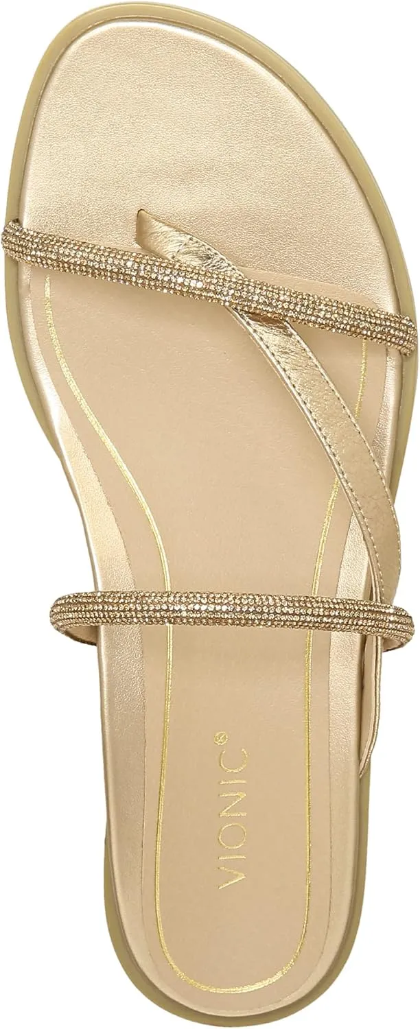 Vionic Women's Citrine Prism Flat Comfort Sandal- Supportive Slide Walking Sandals That Includes an Orthotic Insole and Cushioned Outsole for Arch Support, Medium and Wide Widths