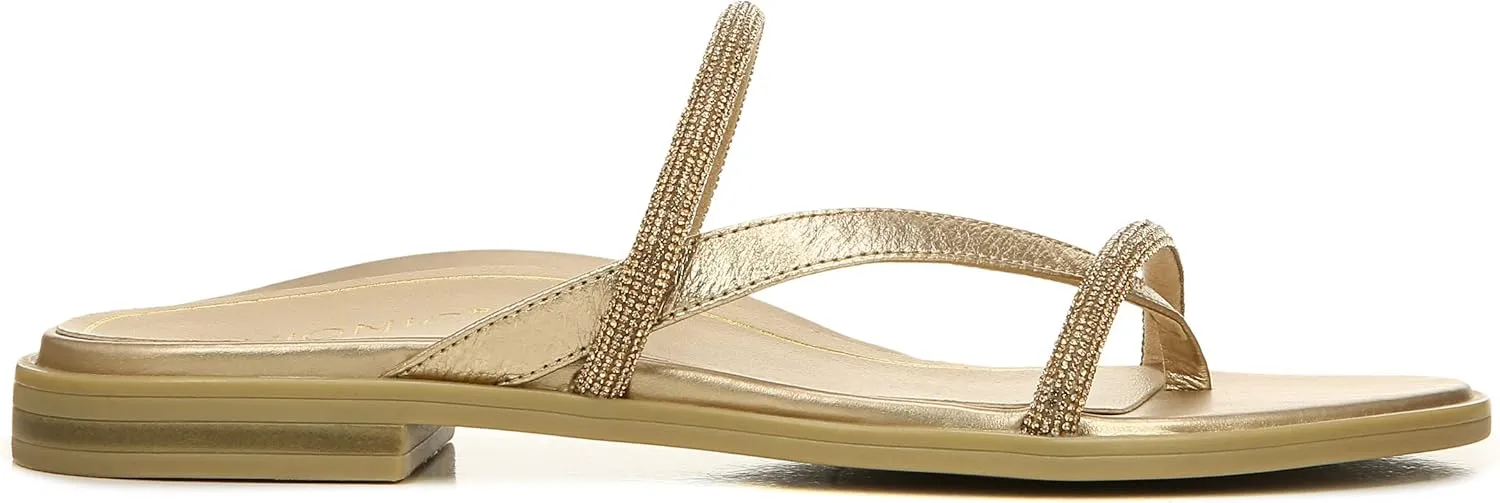 Vionic Women's Citrine Prism Flat Comfort Sandal- Supportive Slide Walking Sandals That Includes an Orthotic Insole and Cushioned Outsole for Arch Support, Medium and Wide Widths