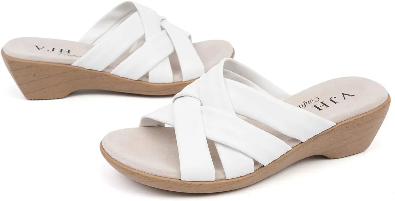 VJH confort Women’s Slides Sandals Orthopedic Slippers,Comfortable Wedge Platform Slip Flops Flip Casual Walking Sandals
