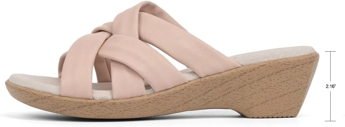 VJH confort Women’s Slides Sandals Orthopedic Slippers,Comfortable Wedge Platform Slip Flops Flip Casual Walking Sandals