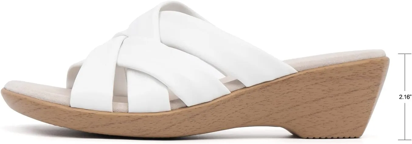 VJH confort Women’s Slides Sandals Orthopedic Slippers,Comfortable Wedge Platform Slip Flops Flip Casual Walking Sandals