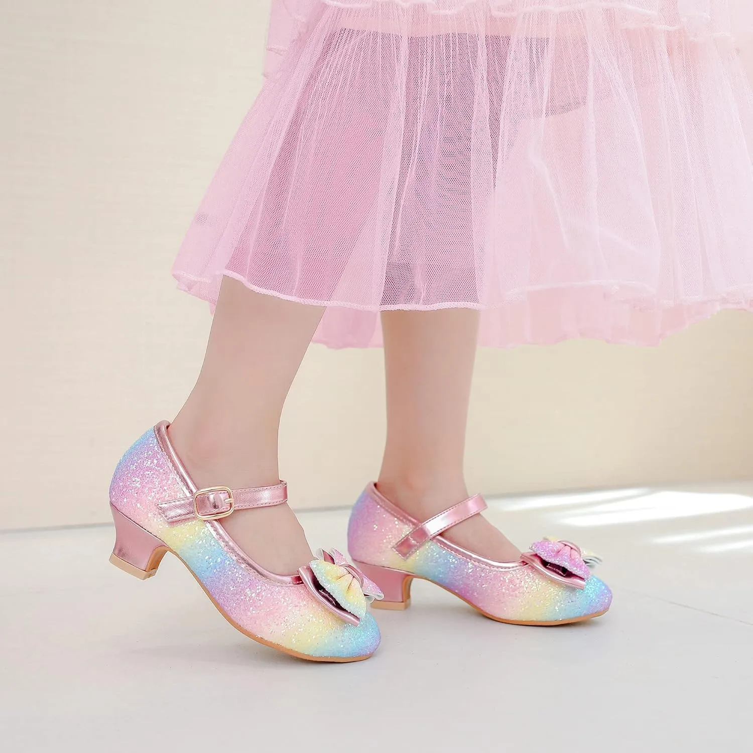 Walofou Flower Girls Wedding Party Heel Princess Shoes Flats for Kid Toddler