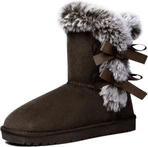 WFL Women Snow Boots Classic Mid-calf Fur Lining Fashion Winter Boots