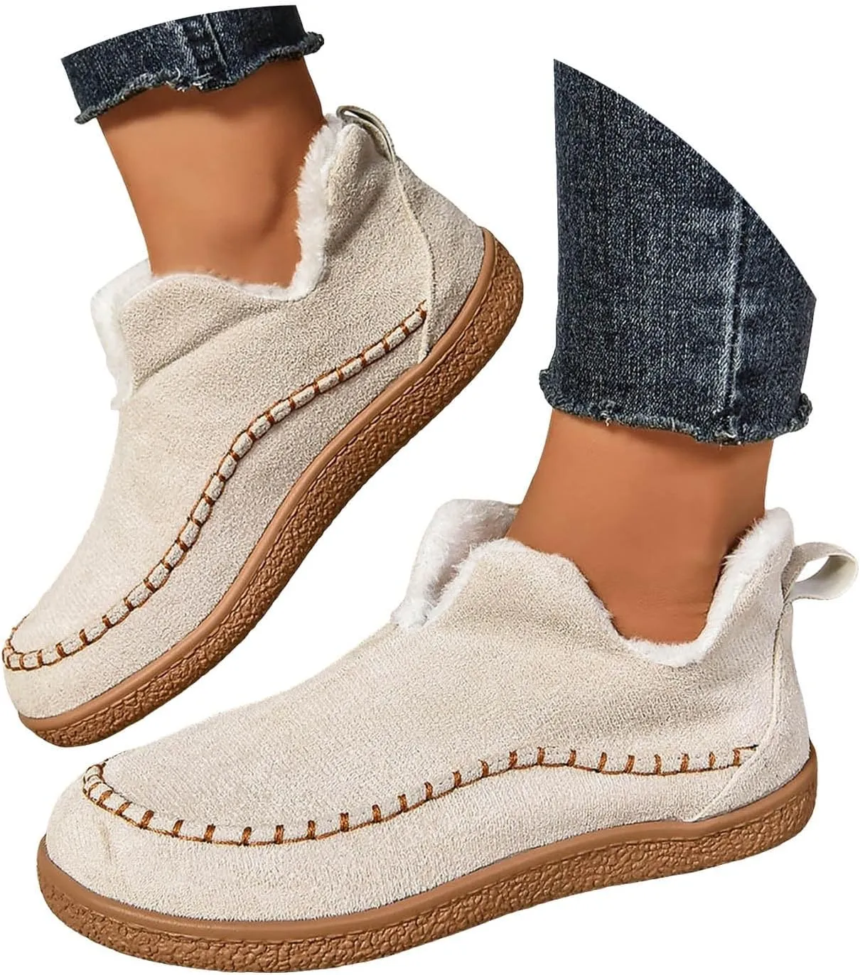 Winter Boots for Women, Winter Moccasin Boots Shoes With Cozy Memory Foam Warm Fuzzy Indoor Outdoor House Shoes