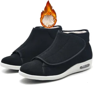 Winter Men Women Diabetic Shoes Wide Width Warm Boots Lightweight Swollen Feet Shoes Adjustable Closure Wool Lining Walking Shoes Slipper for Elderly