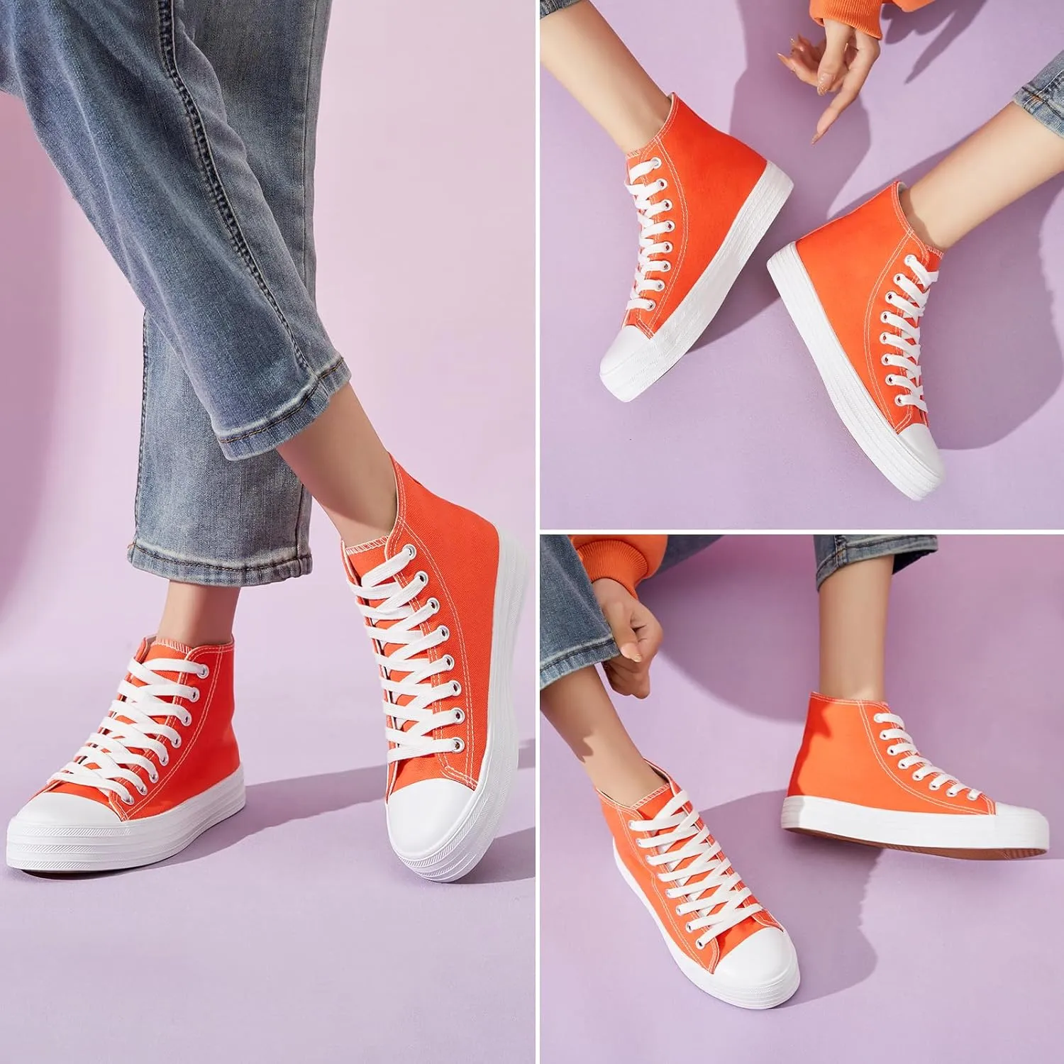 Witwatia Womens Classic High Top Canvas Shoes Fashion White Tennis Shoes Lace Up Casual Walking Sneakers for Women
