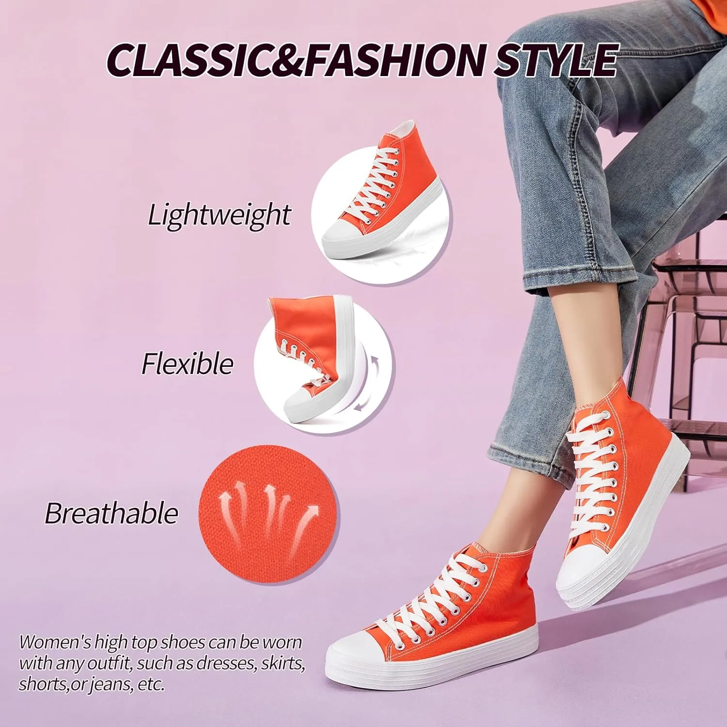 Witwatia Womens Classic High Top Canvas Shoes Fashion White Tennis Shoes Lace Up Casual Walking Sneakers for Women