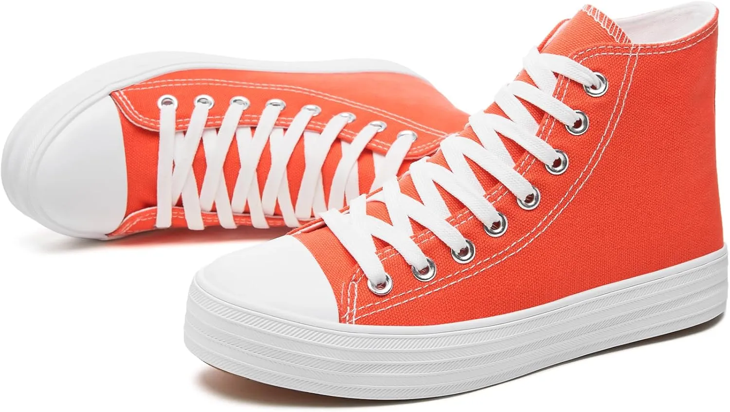 Witwatia Womens Classic High Top Canvas Shoes Fashion White Tennis Shoes Lace Up Casual Walking Sneakers for Women
