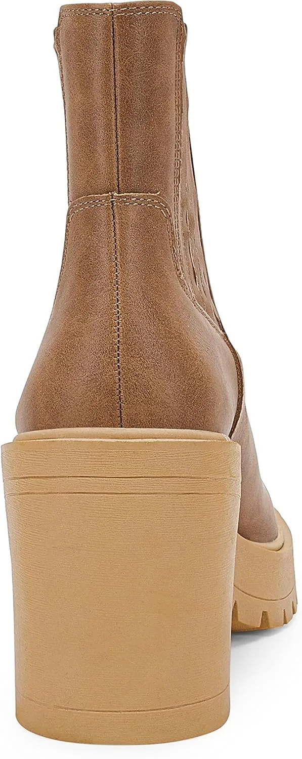 Womems Platform Lug Sole Ankle Boots Chunky Block Heel Seam Booties Combat Cozy Round Toe Chelsea Shoes