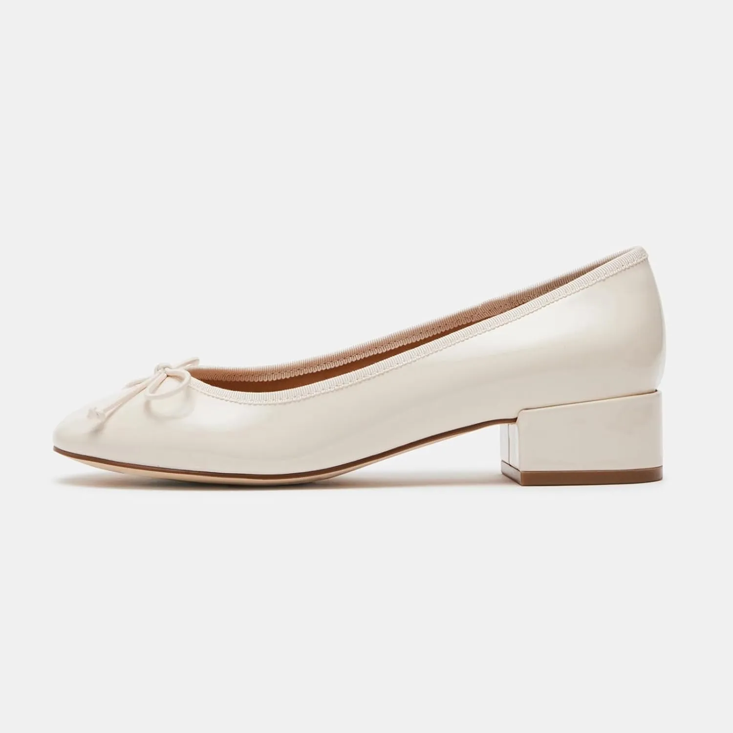 Women Ballet Pumps Round Toe Low Block Heel Slip on Ballerinas Walking Dating Party Daily Dress Shoes with Bow