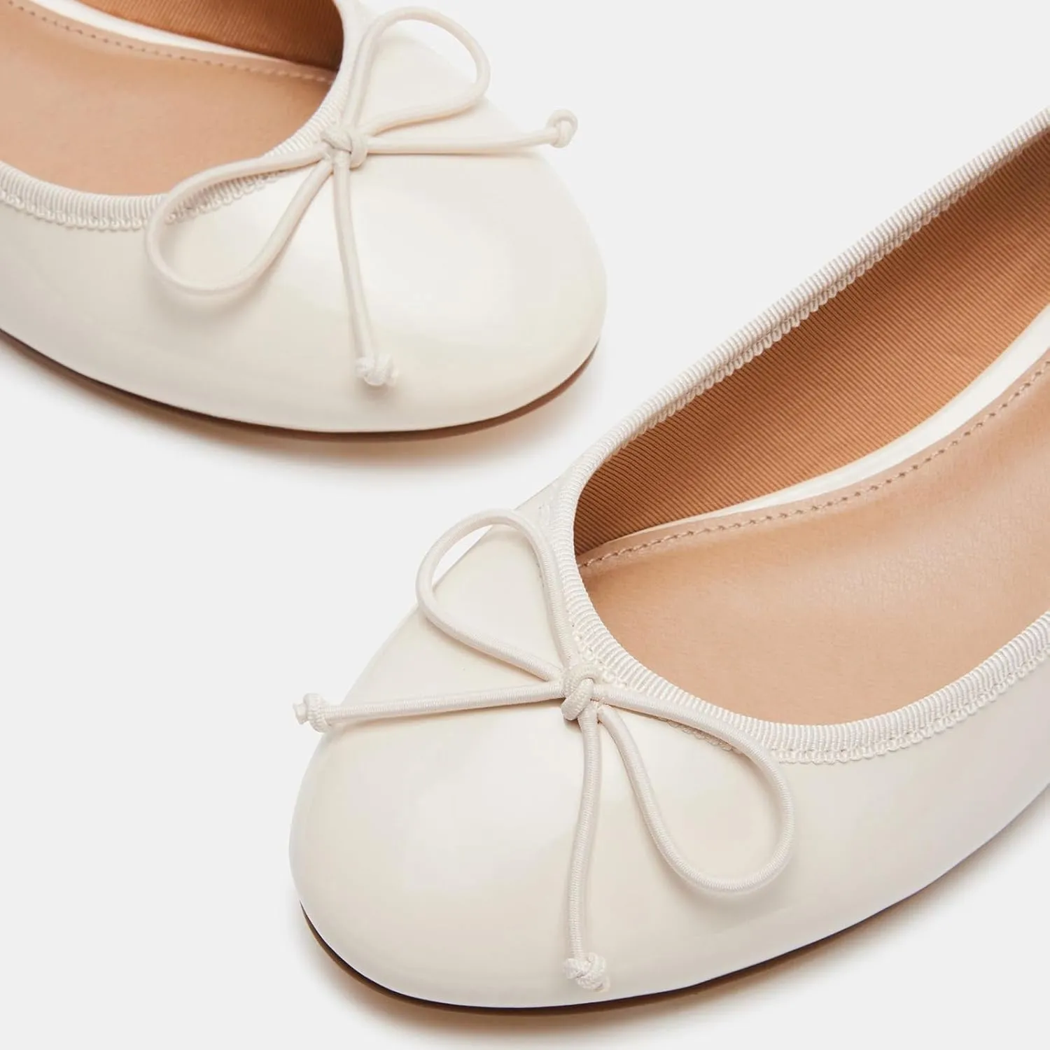 Women Ballet Pumps Round Toe Low Block Heel Slip on Ballerinas Walking Dating Party Daily Dress Shoes with Bow