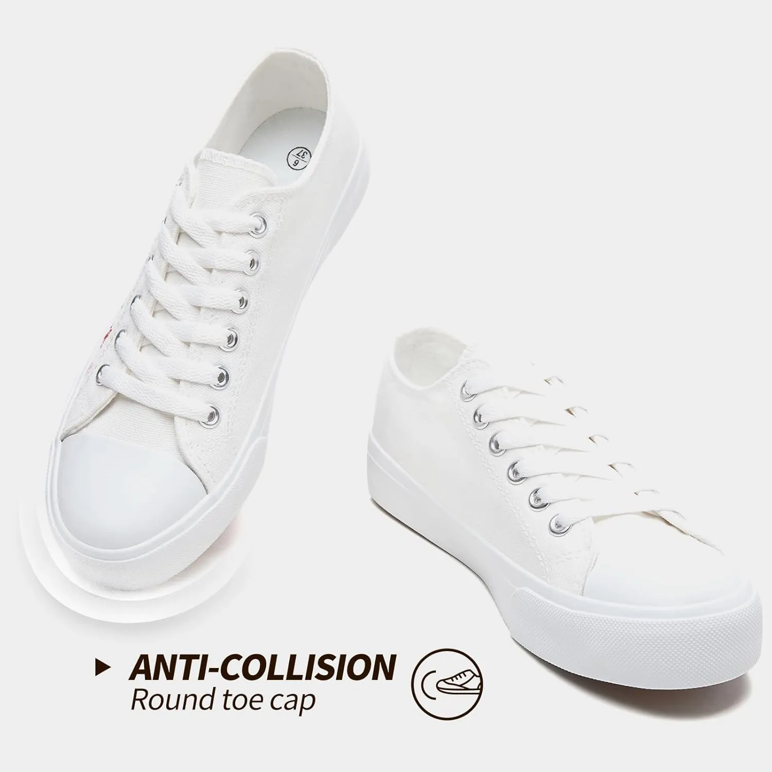 Women Canvas Sneakers with Embroidered Flower,Lace up White Tennis Shoes,Casual Low Top Fashion Sneakers