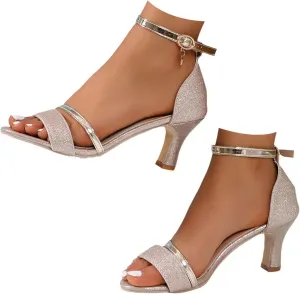 Women Fish Mouth Line Strap Ankle Strap Sandals Medium Heel Sandals Slip on Men Sandals