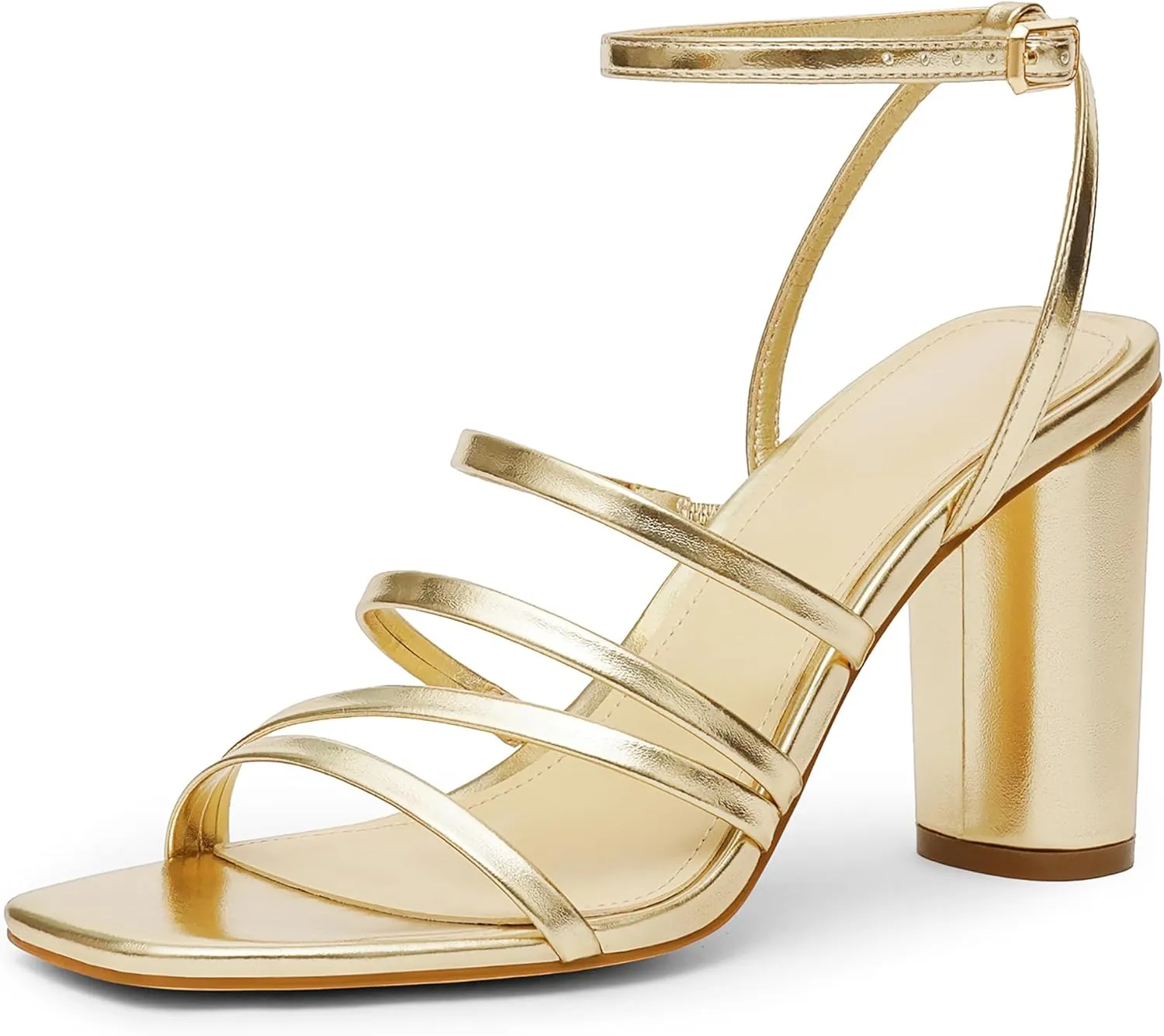 Women Heeled Sandals Square Open Toe Block High Heels Strappy Chunky Heels Ankle Strap Sandals Comfort Dress Party Prom Shoes