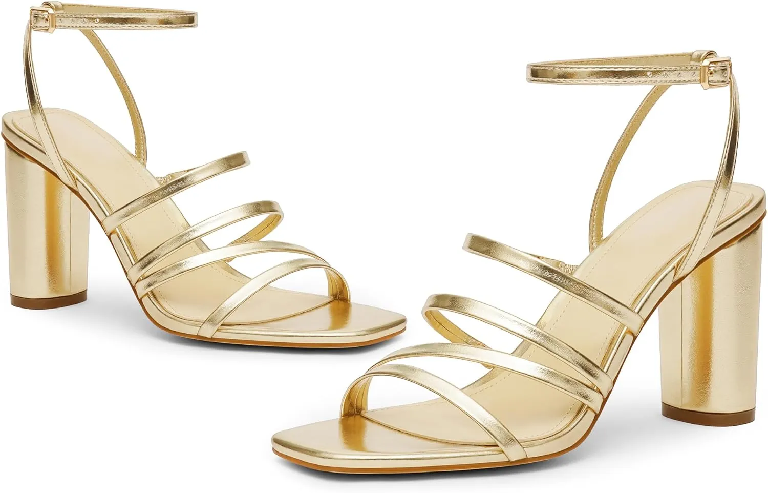 Women Heeled Sandals Square Open Toe Block High Heels Strappy Chunky Heels Ankle Strap Sandals Comfort Dress Party Prom Shoes