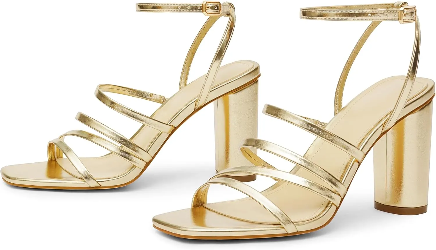 Women Heeled Sandals Square Open Toe Block High Heels Strappy Chunky Heels Ankle Strap Sandals Comfort Dress Party Prom Shoes