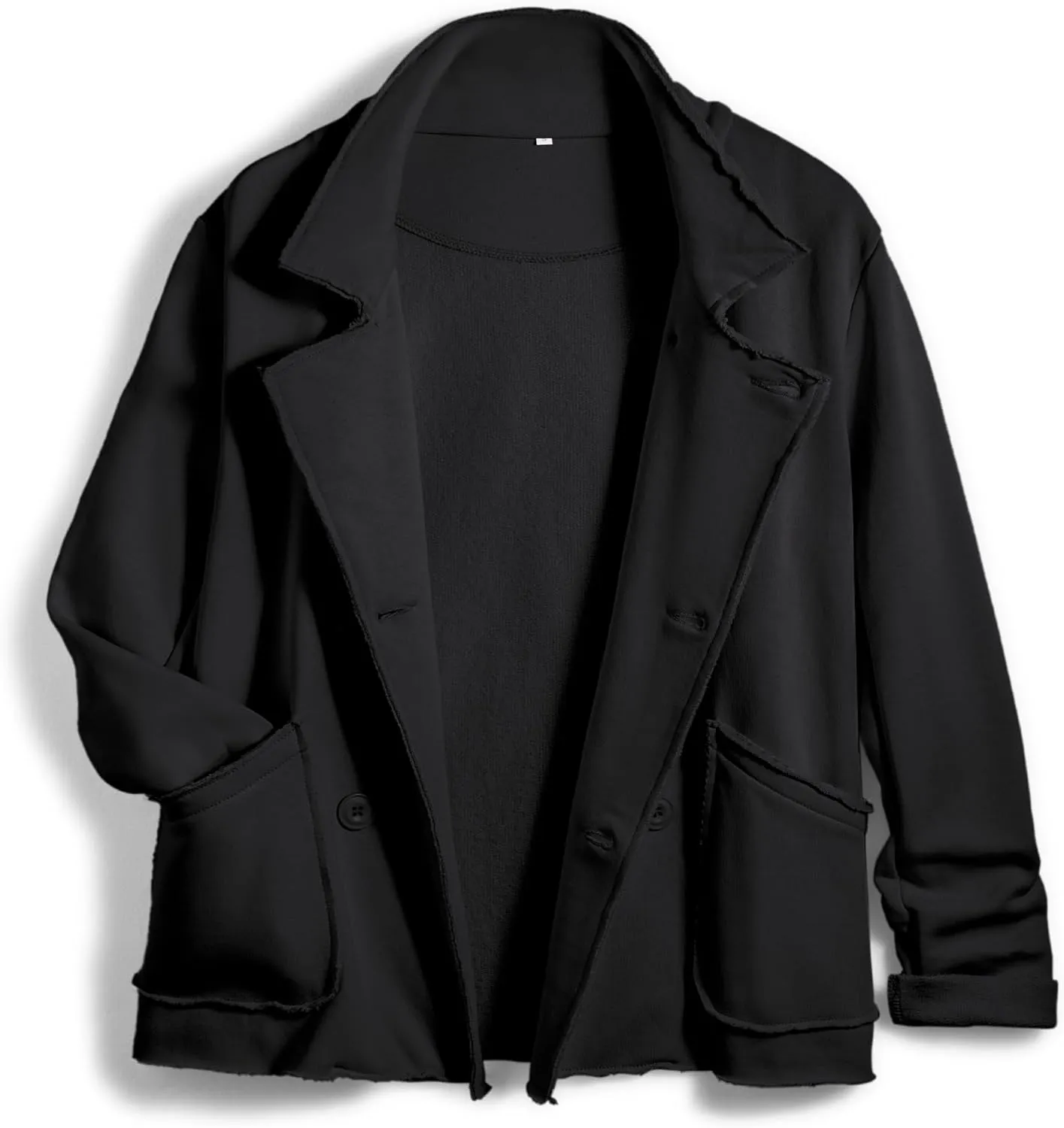 Women Warm Pea Coat Notched Lapel Neck Cropped Double Breasted Button Down Trench Overcoat Jackets with Pockets