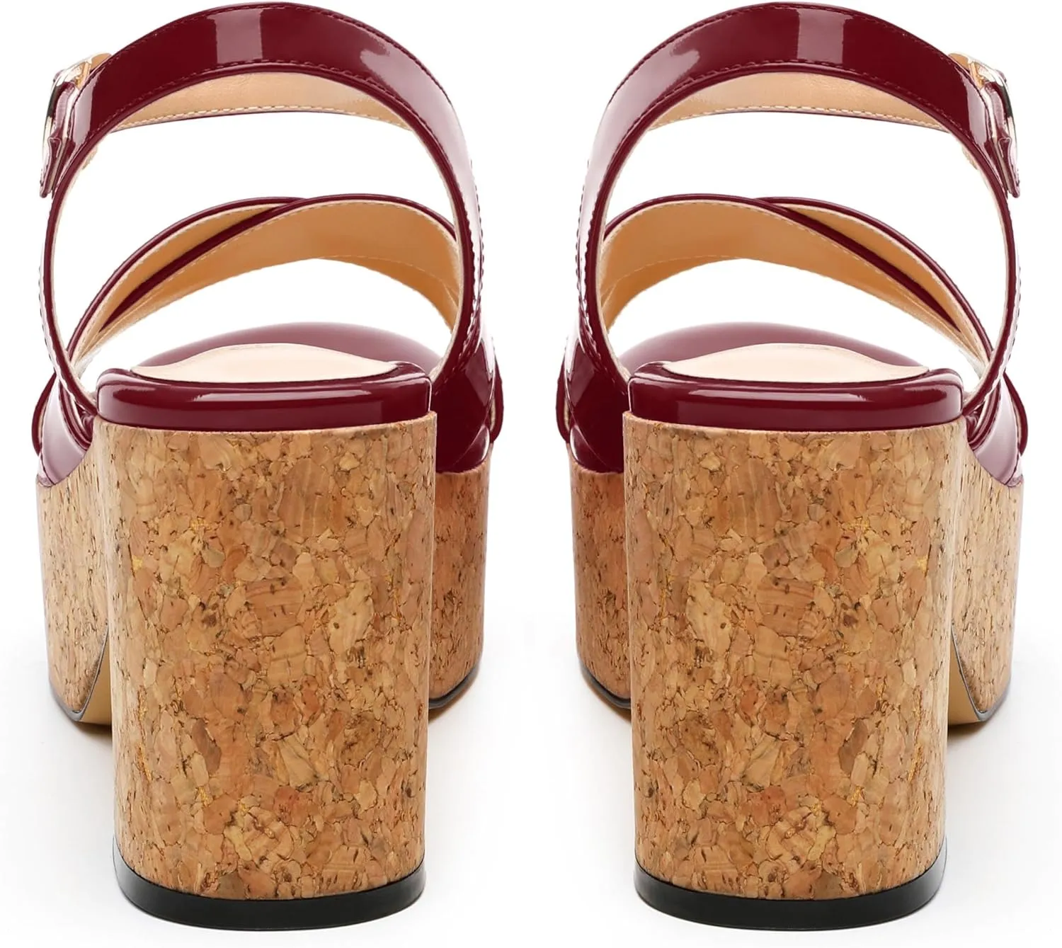 Women's 3-Inch Chunky Wedge Sandals - Open Round Toe Platform with Adjustable Ankle Strap, Solid Color Heels for Work, Party & Date Nights