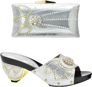 Women's African-Italian Artisan Collection - Hand-Painted Ankara Print Pumps & Matching Fabric Clutch for Cultural Weddings