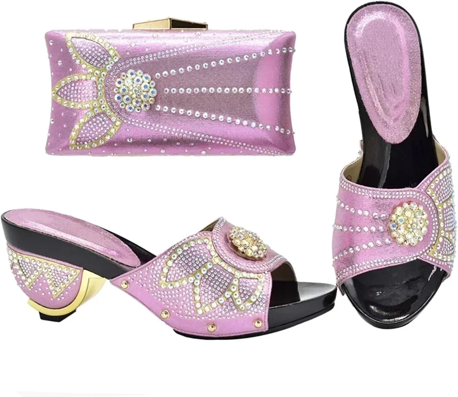 Women's African-Italian Artisan Collection - Hand-Painted Ankara Print Pumps & Matching Fabric Clutch for Cultural Weddings