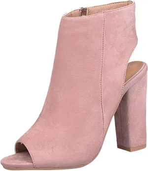 Womens Ankle Boots Dressy Open Toe High Heel Boots for Women Side Zipper Casual Trendy Outdoor Women Boots