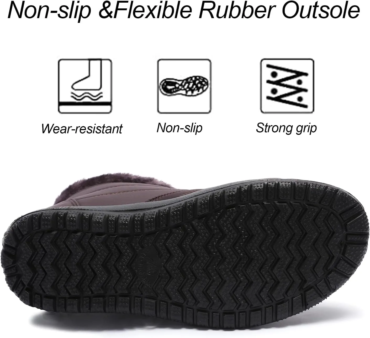 Womens Ankle Boots Warm Fur Lining Waterproof Outdoor Slip-on Winter Snow Booties