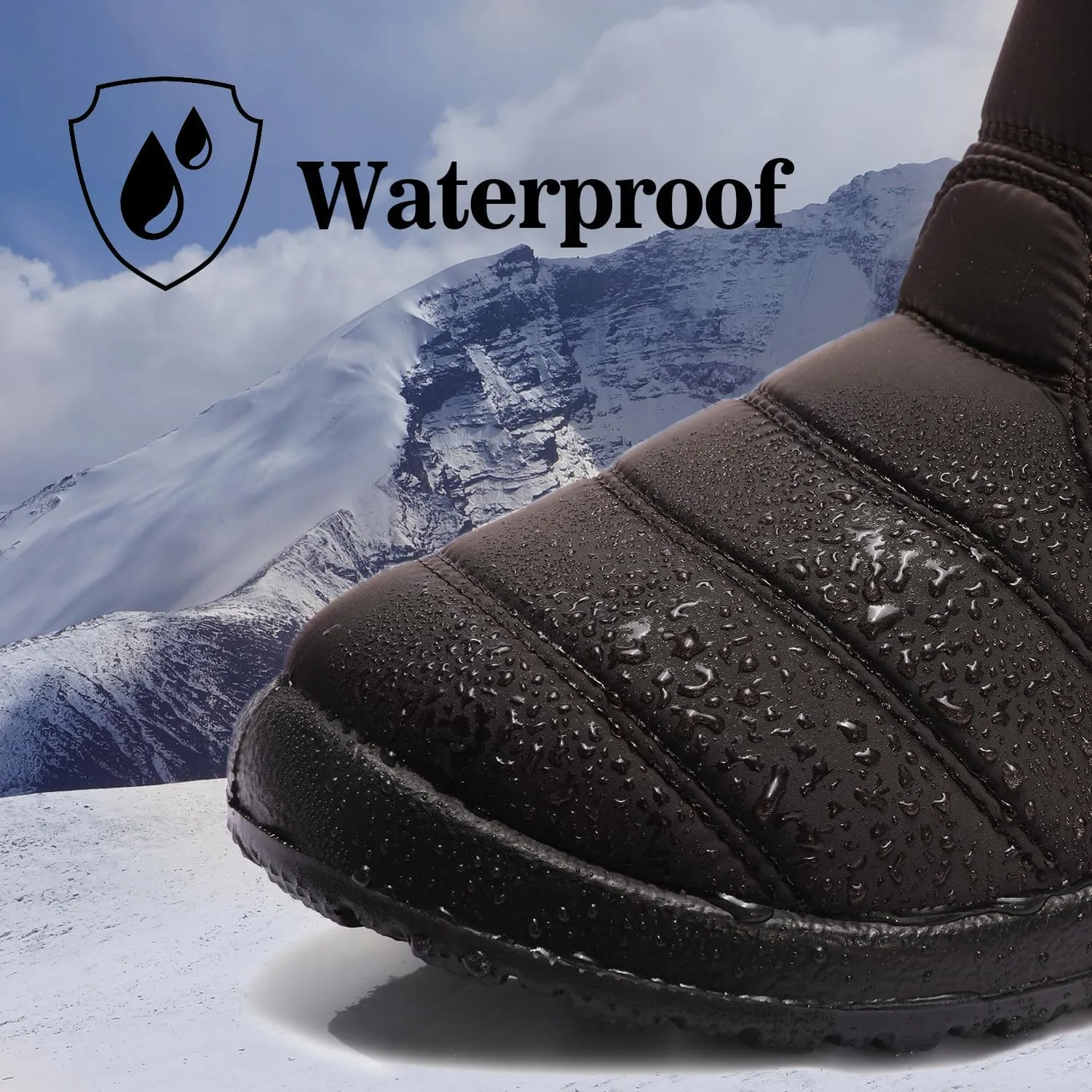 Womens Ankle Boots Warm Fur Lining Waterproof Outdoor Slip-on Winter Snow Booties