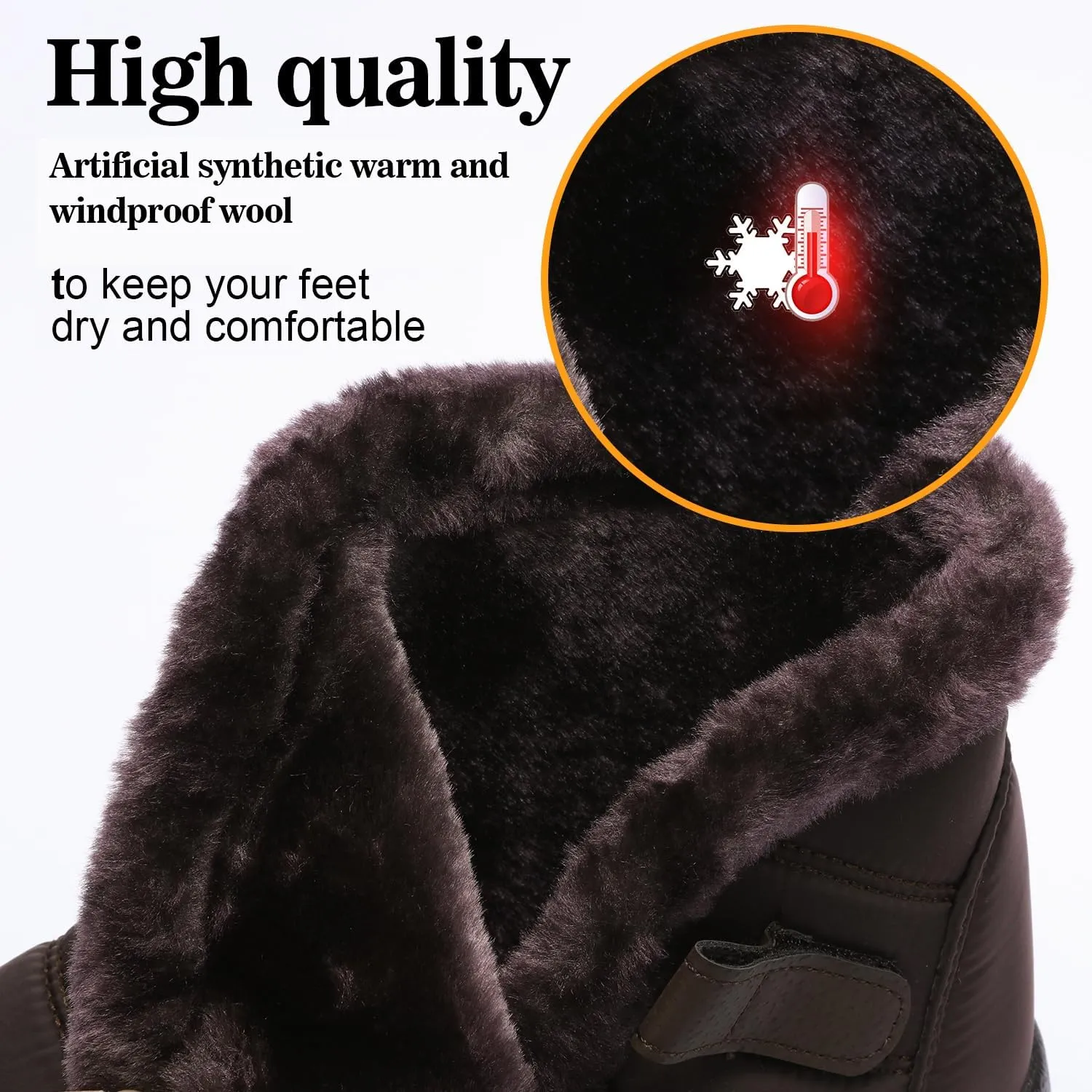 Womens Ankle Boots Warm Fur Lining Waterproof Outdoor Slip-on Winter Snow Booties