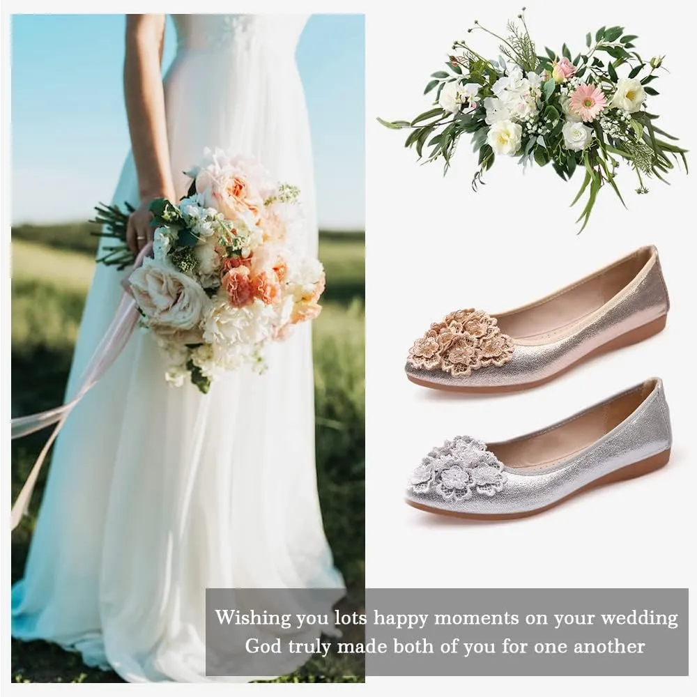 Women's Ballet Flats Foldable Casual Sparkly Rhinestone Wedding Ballerina Shoes Comfort Slip on Walking Flat Shoes