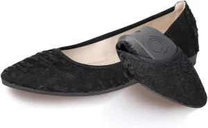 Women's Ballet Flats Foldable Casual Sparkly Rhinestone Wedding Comfort Slip on Walking Flat Shoes Ballerina Shoes