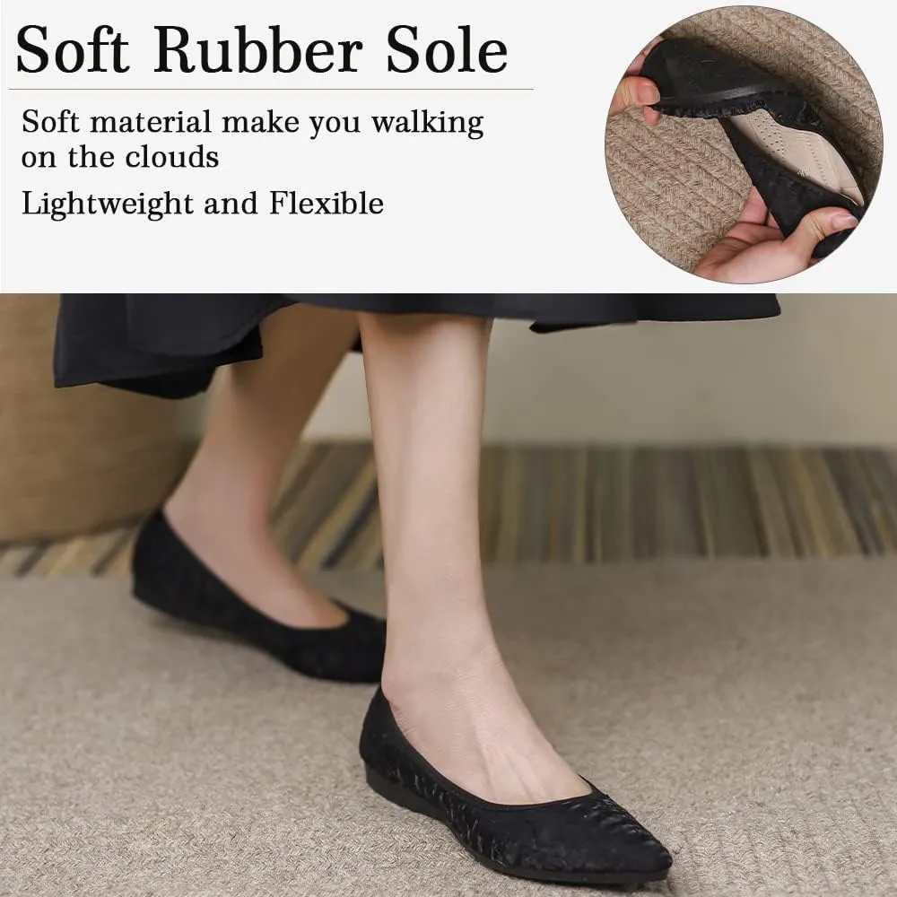 Women's Ballet Flats Foldable Casual Sparkly Rhinestone Wedding Comfort Slip on Walking Flat Shoes Ballerina Shoes