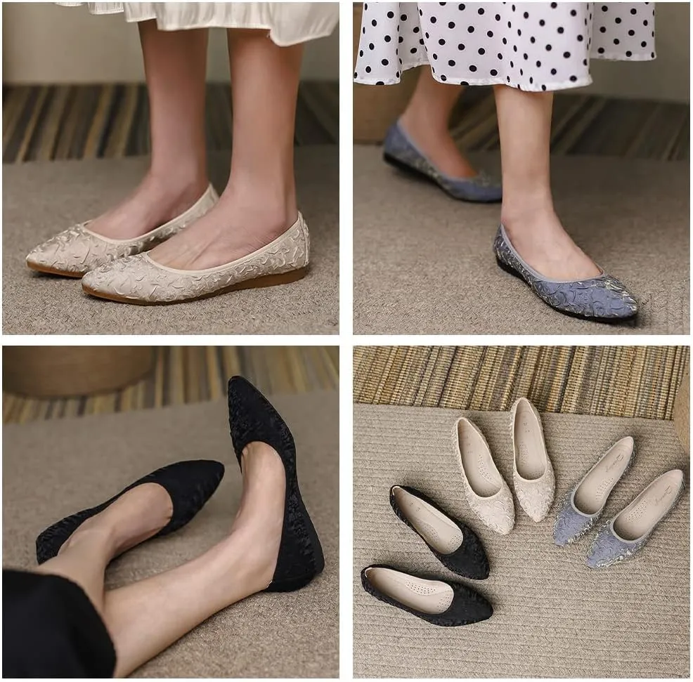 Women's Ballet Flats Foldable Casual Sparkly Rhinestone Wedding Comfort Slip on Walking Flat Shoes Ballerina Shoes