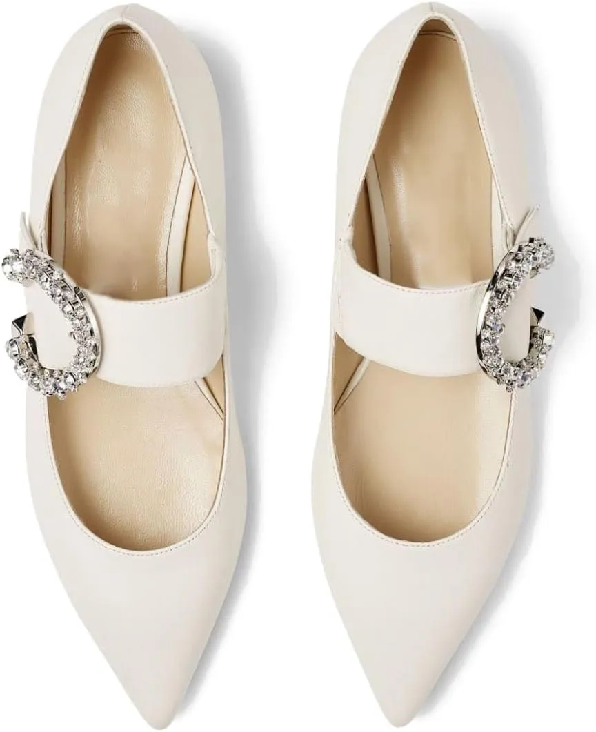 Women's Ballet Flats Pointed Toe Strappy Rhinestone Ballerina Shoes Comfortable Slip on Mary Jane Flats Casual Work Dressy Shoes