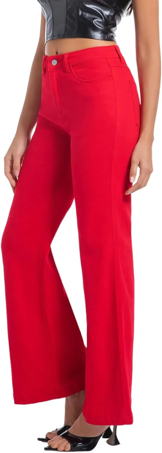 Women's Bell Bottom Jeans High Waisted Stretchy Curvy Flare Denim Pants