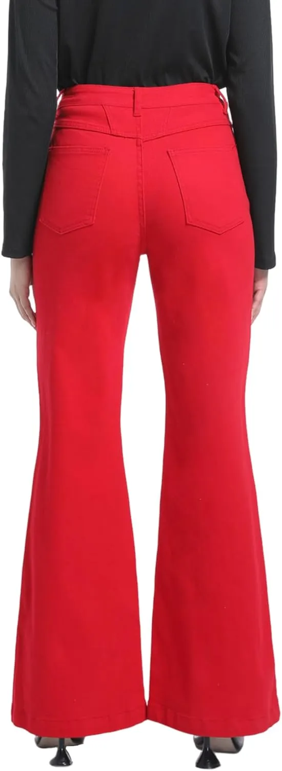 Women's Bell Bottom Jeans High Waisted Stretchy Curvy Flare Denim Pants