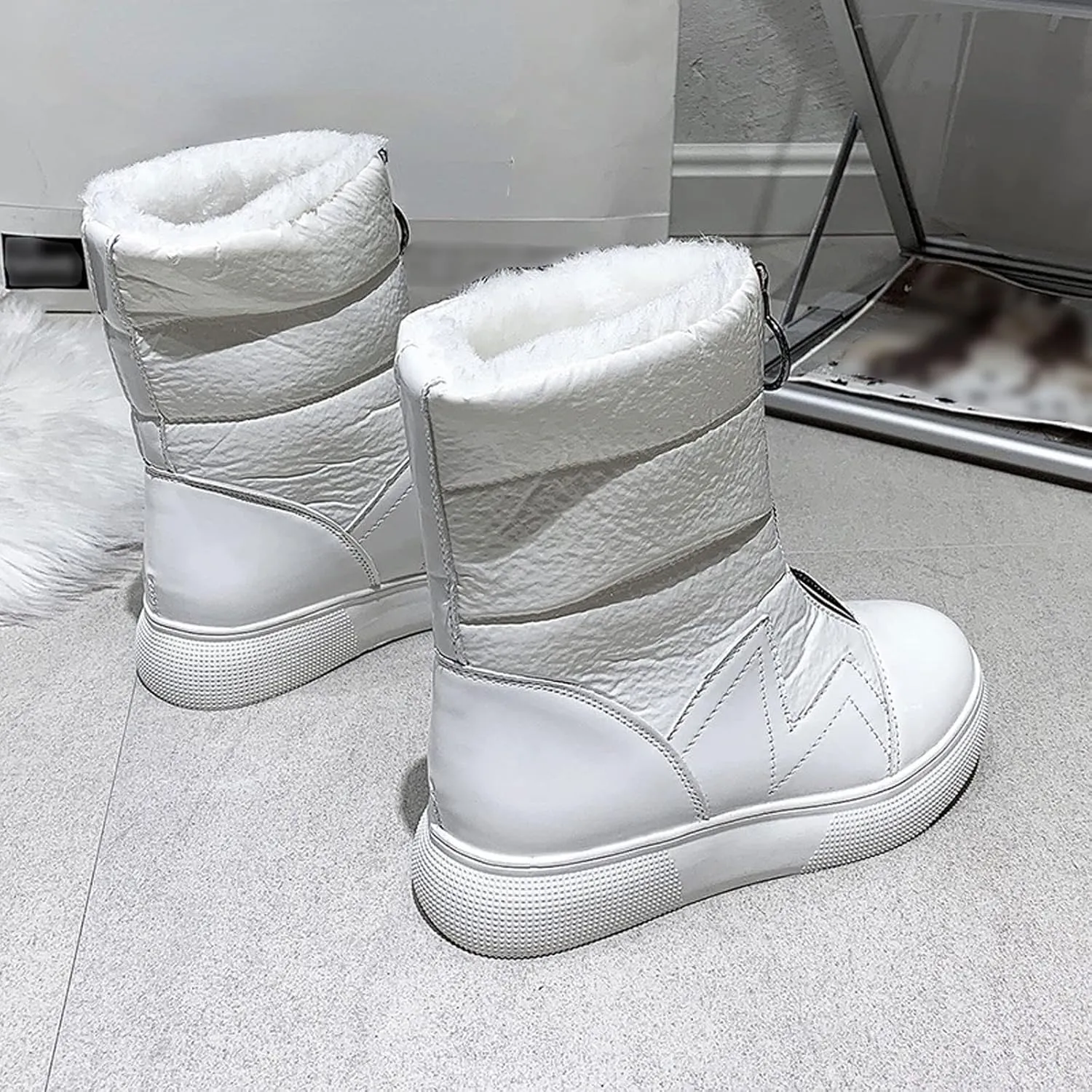 Womens Boots Winter Snow Boots Plush Fur Women Boots Flat Heels Fashion Warm Boots Womens Designer Boots Ankle Zipper Platform Shoes