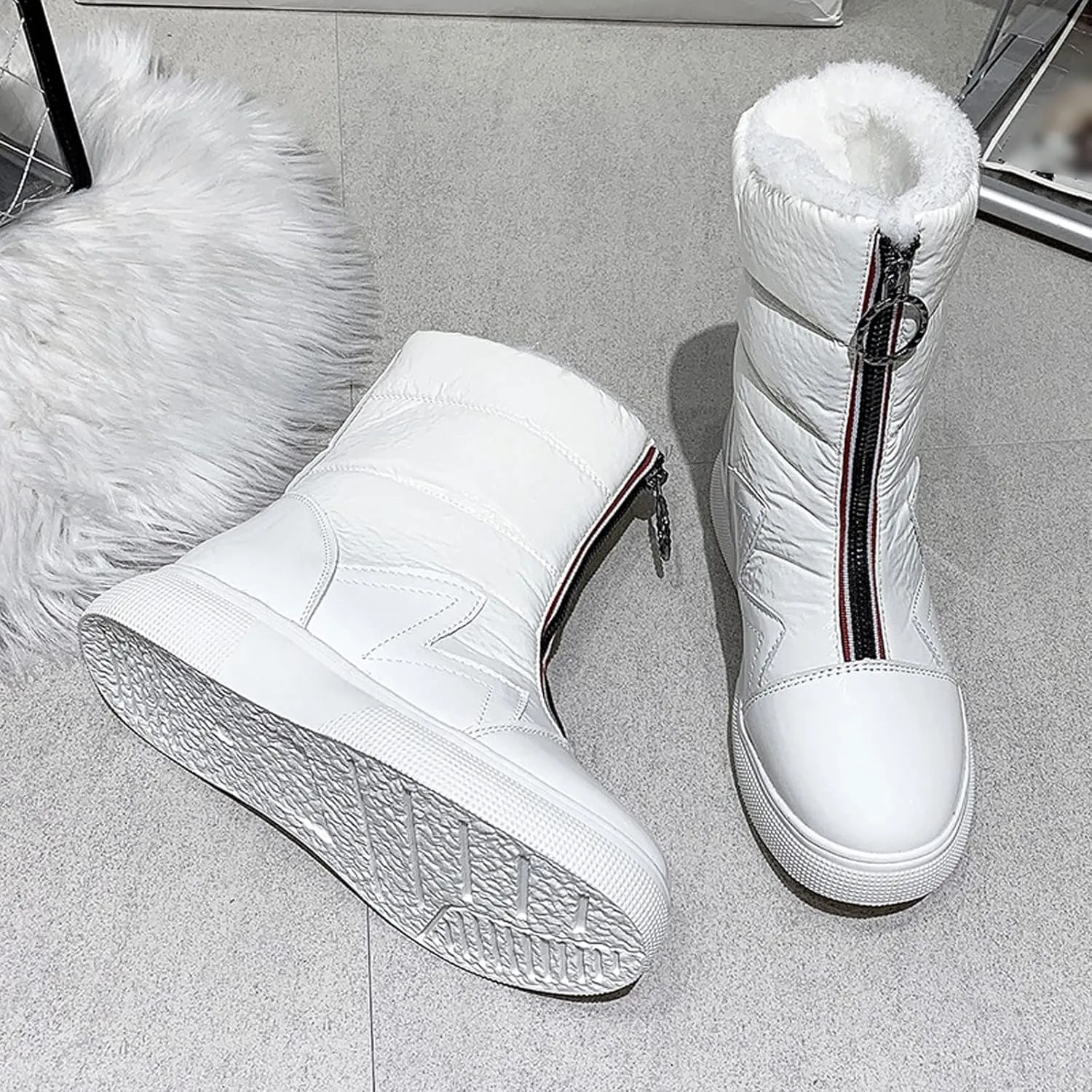 Womens Boots Winter Snow Boots Plush Fur Women Boots Flat Heels Fashion Warm Boots Womens Designer Boots Ankle Zipper Platform Shoes