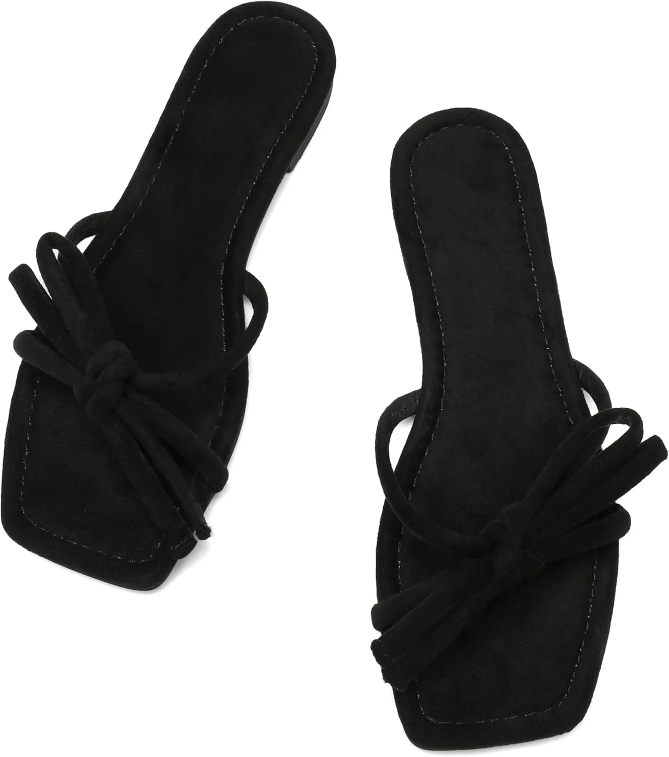 Women's Bow Flat Summer Flip Flop Sandals,Ladies brown Comfortable Square Toe Slide on Slippers Strappy Slides Trendy Dressy Casual Fancy Beach Holiday Outdoor Shoe