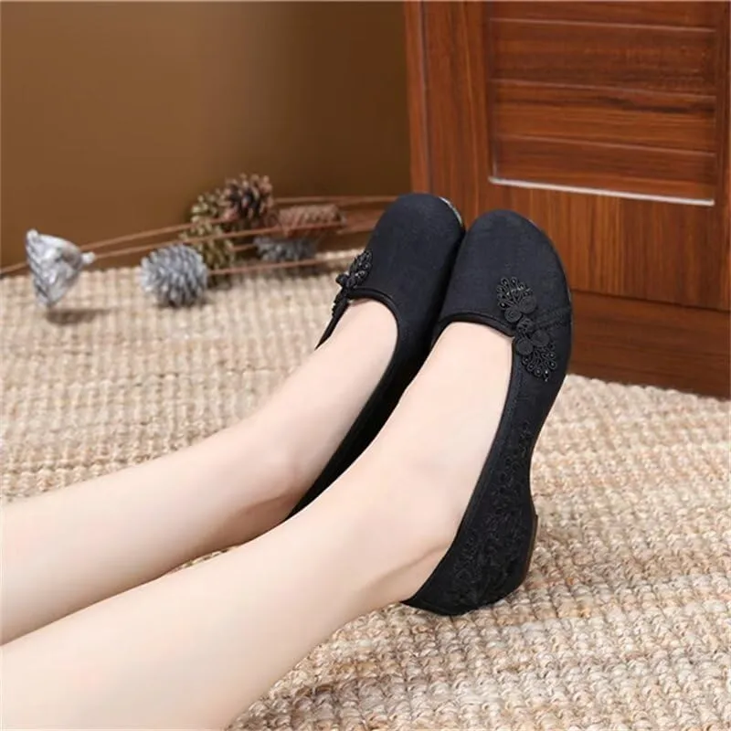 Women's Breathable Retro Disc Buckle Walking Shoes for Dance Yoga Street