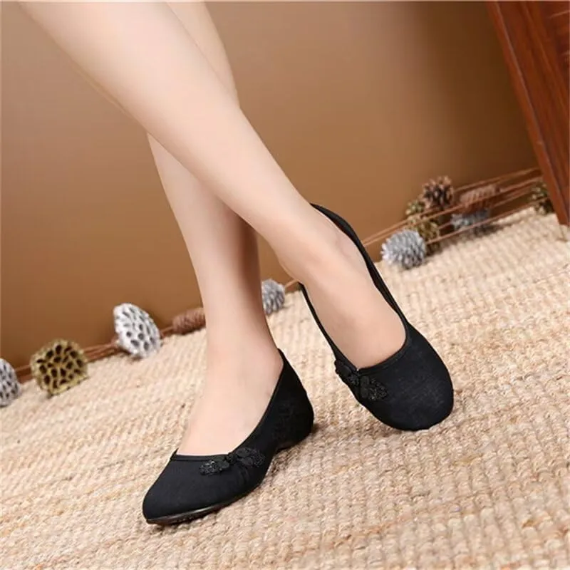 Women's Breathable Retro Disc Buckle Walking Shoes for Dance Yoga Street