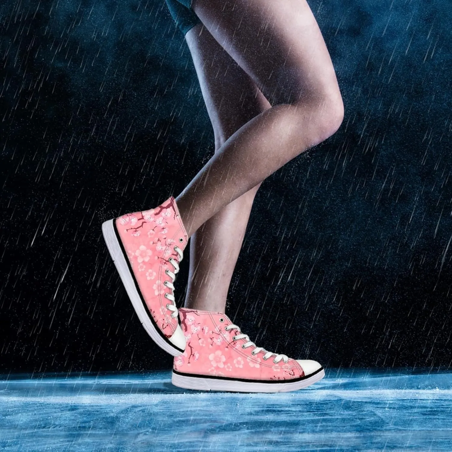 Womens Canvas Shoes High Top Sneakers for Women Classic Lace Up Walking Shoes Personalized Girls Walking Shoes