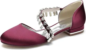 Women's Casual Flats Round Toe Satin Comfort Wedding Pumps Evening Bridal Party Dress Flat Shoes