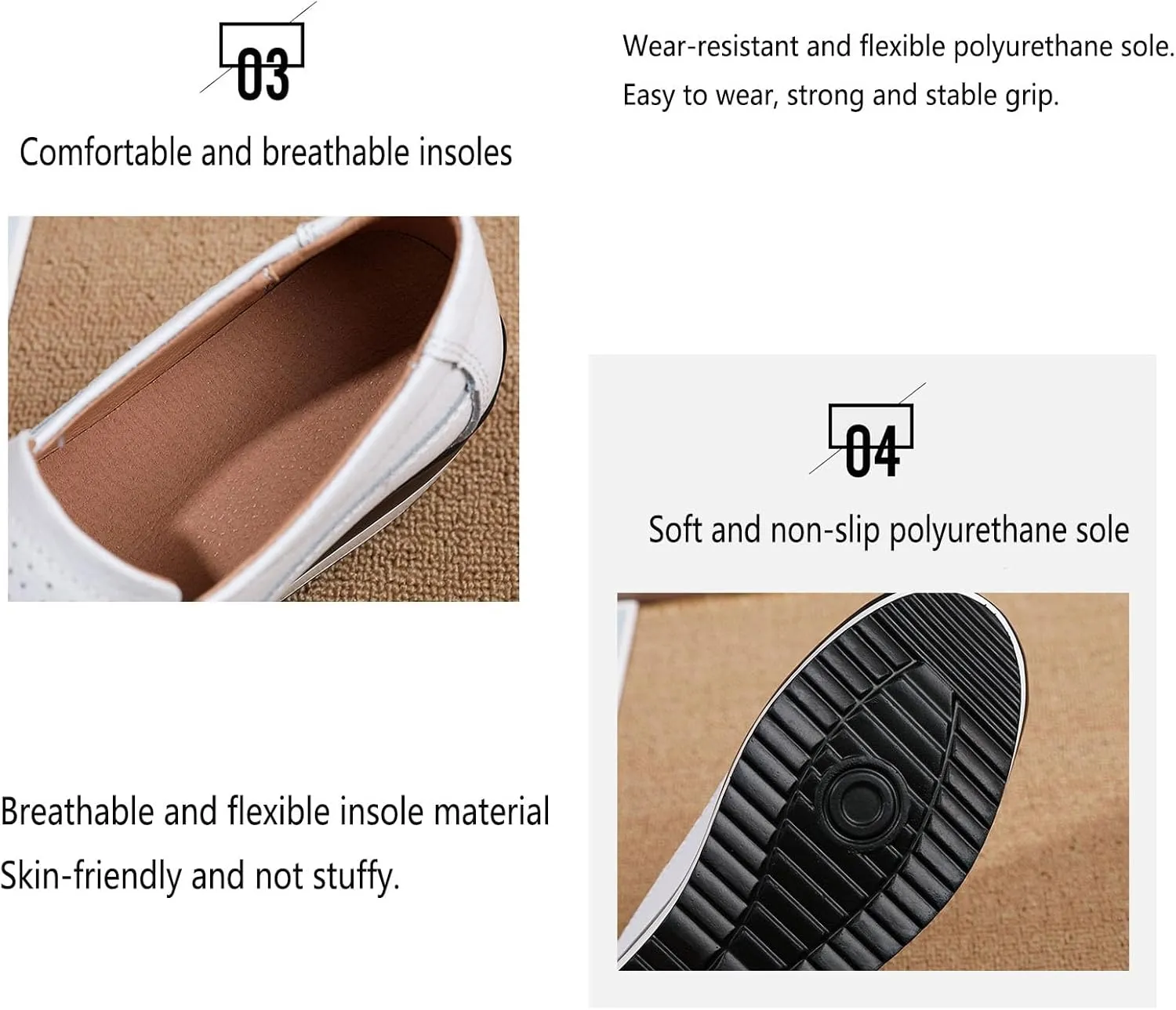 Women's Comfortable Platform Leather Wedge Walking Shoes Fashion Thick Sole Non-Slip Soft Casual Loafers with Arch Support