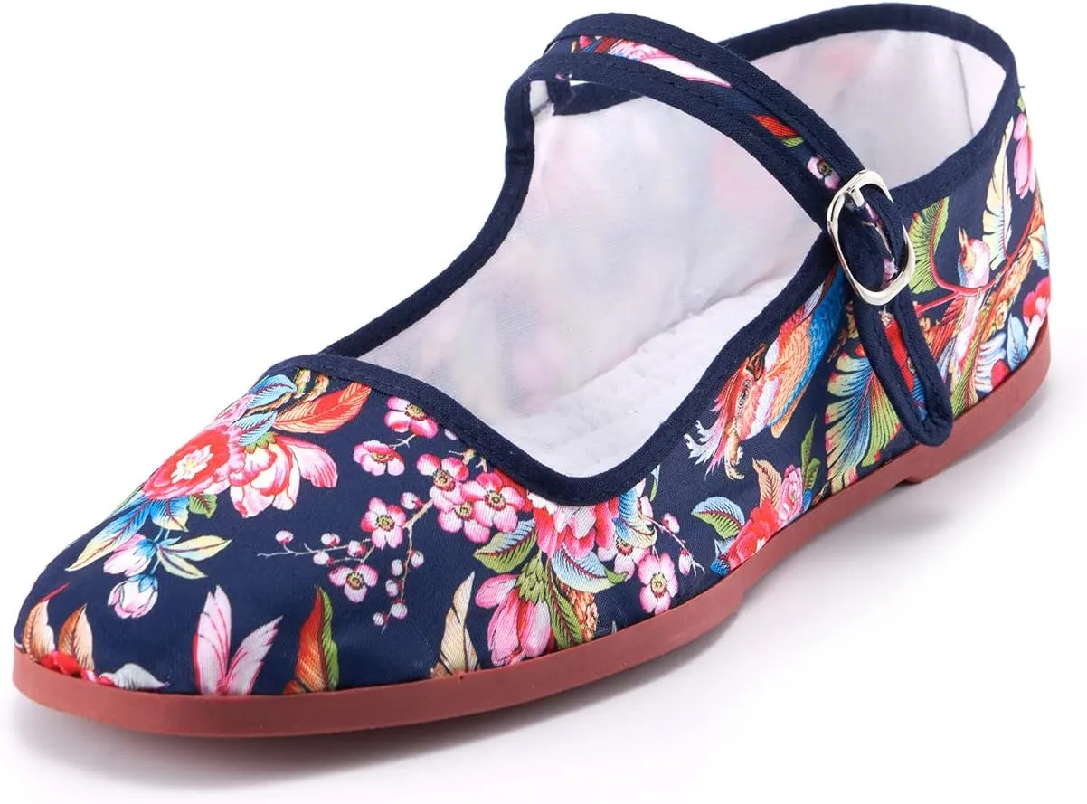 Women’s Cotton Mary Janes, Classic China Flats, Chinese Slippers, Kung Fu China Baby Doll Tai Chi Shoes
