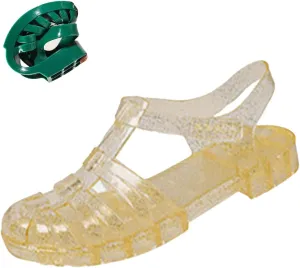 Women's Crystal Jelly Low Heel Sandals,Summer New Closed Toe Slingback Ankle Strap Sheer Soft Fisherman Beach Shoes